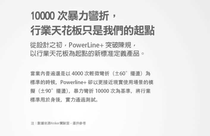Anker PowerLine＋Micro USB充電線(Android專用)-10000次彎折實驗